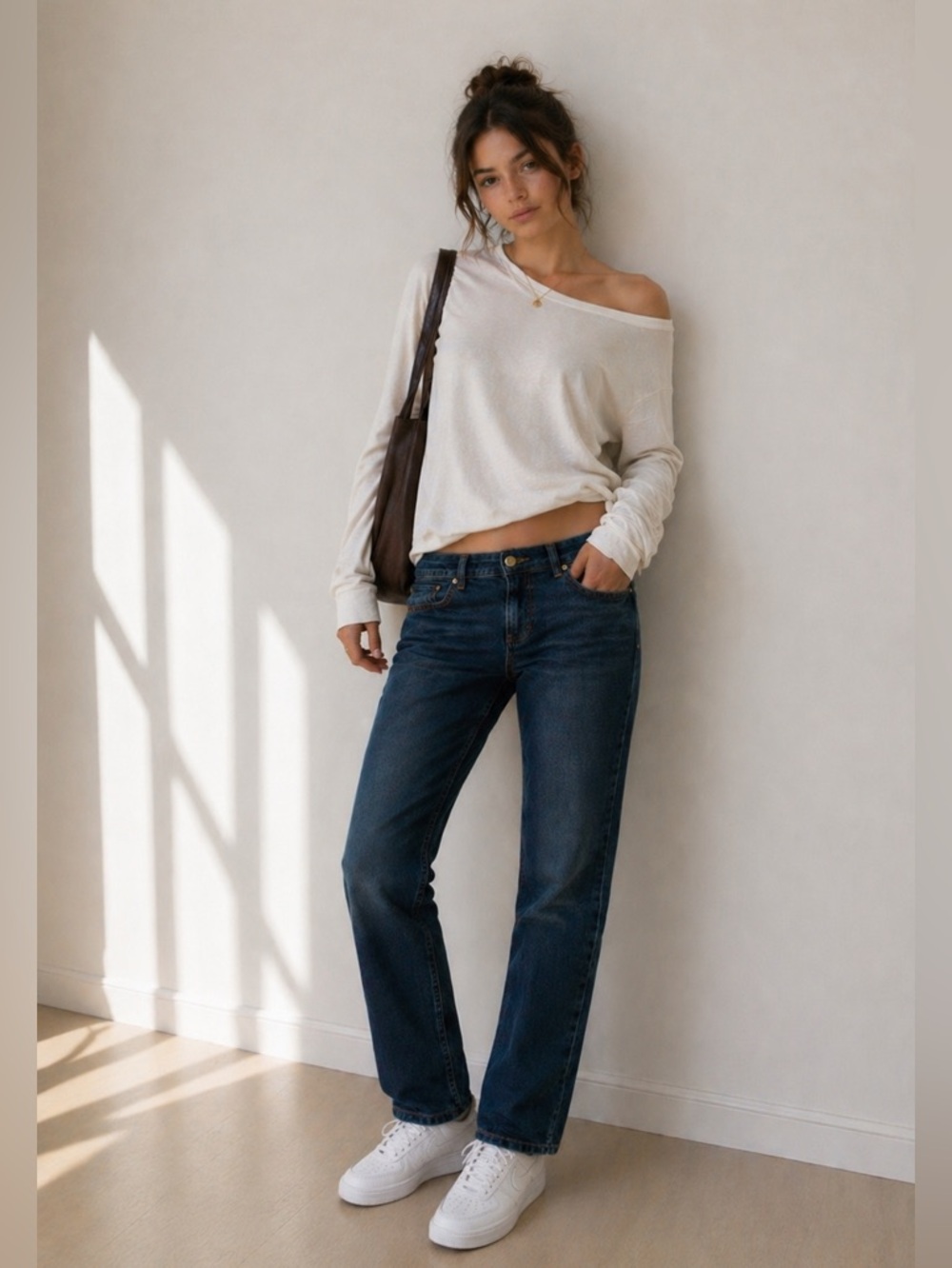 Zara Low Rise Slim Straight Jeans Dark clean Girl /  Sleaze Model Off Duty